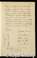 Masson, Jean: certificate of election to the Royal Society