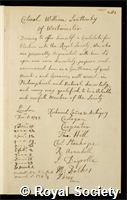 Sotheby, William: certificate of election to the Royal Society