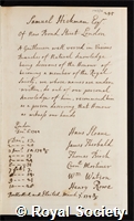 Hickman, Samuel: certificate of election to the Royal Society