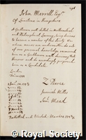 Merrill, John: certificate of election to the Royal Society