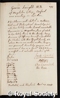 Knight, Gowin: certificate of election to the Royal Society