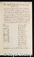 Wyche, Peter: certificate of election to the Royal Society