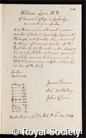 Lewis, William: certificate of election to the Royal Society