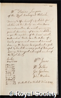 Simpson, Thomas: certificate of election to the Royal Society