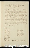Squire, Samuel: certificate of election to the Royal Society
