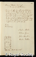 Blake, Sir Francis: certificate of election to the Royal Society
