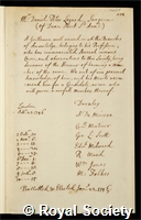 Layard, Daniel Peter: certificate of election to the Royal Society