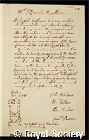Needham, John Turberville: certificate of election to the Royal Society