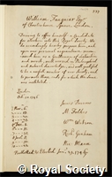 Fauquier, William: certificate of election to the Royal Society