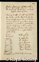 Iremonger, Joshua: certificate of election to the Royal Society