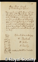 Munck, Jan de: certificate of election to the Royal Society