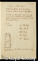 Scott, George: certificate of election to the Royal Society