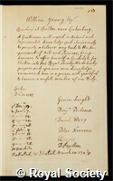 Young, Sir William: certificate of election to the Royal Society