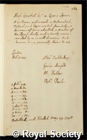 Campbell, Hugh: certificate of election to the Royal Society