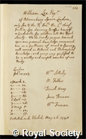 Lee, William: certificate of election to the Royal Society