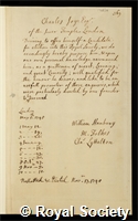 Joye, Charles: certificate of election to the Royal Society