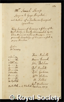 Sharp, Samuel: certificate of election to the Royal Society