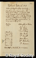 Roderick, Richard: certificate of election to the Royal Society