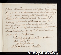 Saverien, Alexandre: certificate of election to the Royal Society