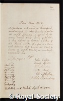 Shaw, Peter: certificate of election to the Royal Society