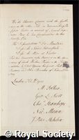 Huber, Johann Jacob: certificate of election to the Royal Society