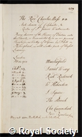 Moss, Charles: certificate of election to the Royal Society