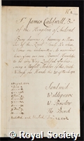 Caldwell, Sir James: certificate of election to the Royal Society