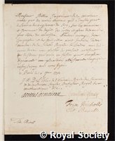 Bellin, Jacques Nicolas: certificate of election to the Royal Society