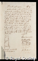 Smeaton, John: certificate of election to the Royal Society