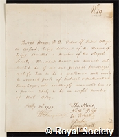 Hoare, Joseph: certificate of election to the Royal Society