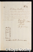 Northey, William: certificate of election to the Royal Society