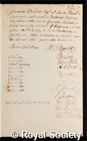 Brander, Gustavus: certificate of election to the Royal Society