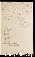 Sharpe, Gregory: certificate of election to the Royal Society