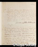 Chevalier, John: certificate of election to the Royal Society