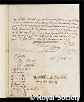 Raynal, Guillaume Thomas: certificate of election to the Royal Society