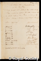 Chandler, Samuel: certificate of election to the Royal Society