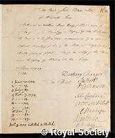 Blair, John: certificate of election to the Royal Society