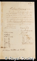 Dodson, James: certificate of election to the Royal Society