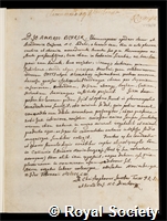 Beurer, Johann Ambrosius: certificate of election to the Royal Society