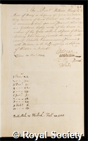 Henry, William: certificate of election to the Royal Society
