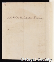 Hundertmark, Karl Friedrich: certificate of election to the Royal Society