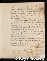 Helvetius, Jean Claude Adrian: certificate of election to the Royal Society