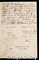 Barthelemy, Jean Jacques: certificate of election to the Royal Society