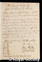 Ashby, Shukbrugh: certificate of election to the Royal Society