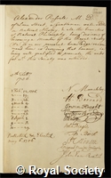 Russell, Alexander: certificate of election to the Royal Society
