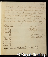 Howard, John: certificate of election to the Royal Society