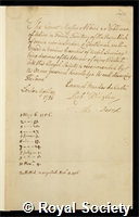Albini, Conte Maffeo d': certificate of election to the Royal Society