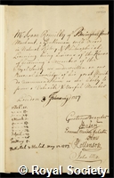 Romilly, Isaac: certificate of election to the Royal Society