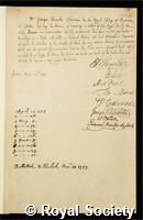 Edwards, George: certificate of election to the Royal Society