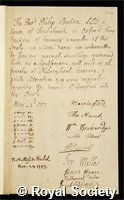 Barton, Philip: certificate of election to the Royal Society